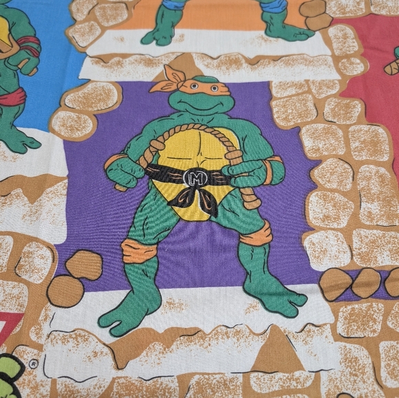 Vintage Bibb USA 1988 Teenage Mutant Ninja Turtles Flat Twin Sheet - Picture 6 of 8